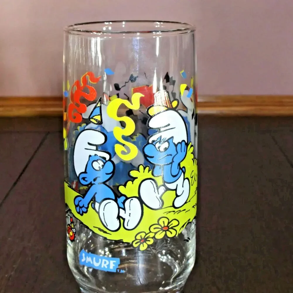 1983 Hardees Promotional HARMONY‎ SMURF Drinking Glass Peyo